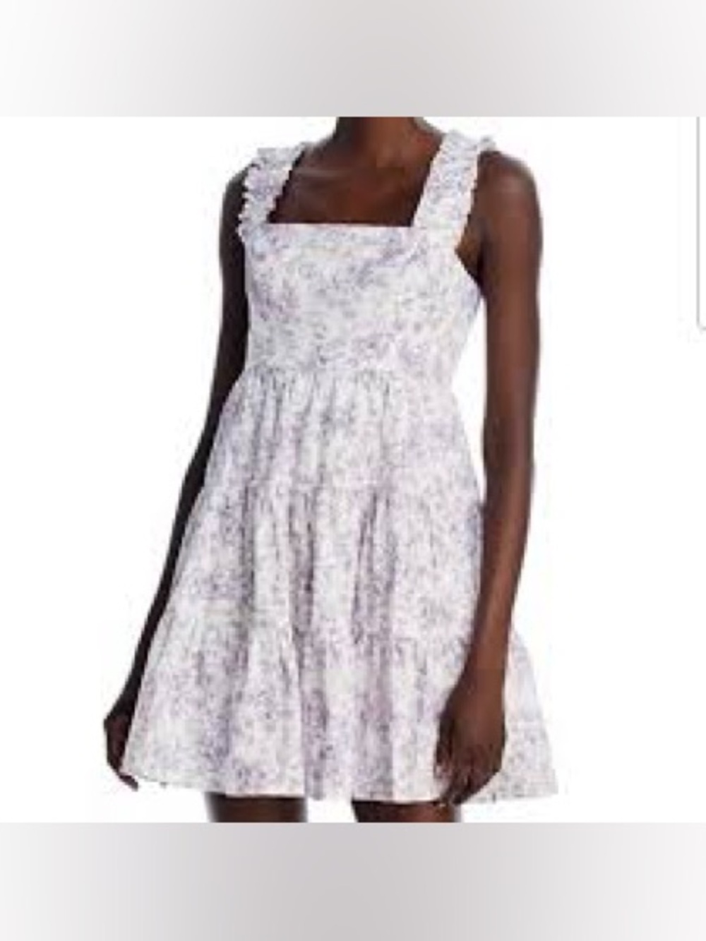Aqua White Dress with Lavender Floral Print 929
